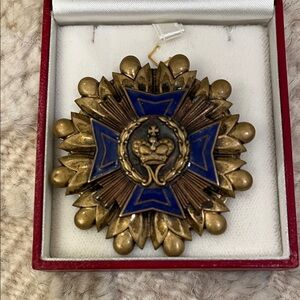 Gold and Blue Enamel Celtic Brooch